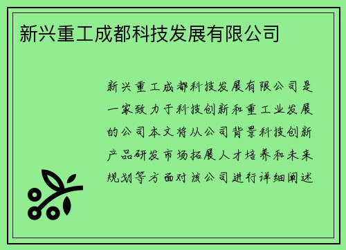 新兴重工成都科技发展有限公司